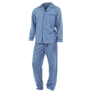 Universal Textiles Pyjamasæt med ensfarvet langærmet skjorte og bukser til mænd med nattøj