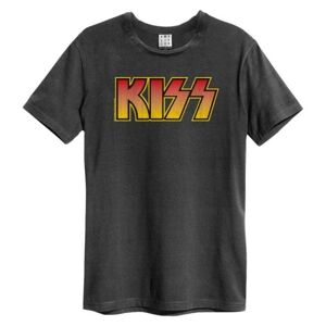Kiss Classic Logo Distressed Amplified X Large Vintage Charcoal T Shirt
