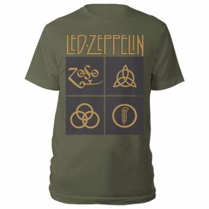 Led Zeppelin Unisex T-shirt til voksne med guldsymboler i sort firkantet T-shirt