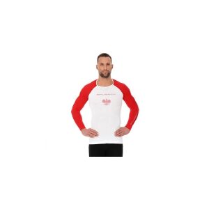 Brubeck Men's 3D Husar PRO langærmet T-shirt hvid og rød s (LS13190)