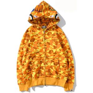 Bape hættetrøje Shark outh Ape Camo Print Bomuldsjakke med fuld lynlås fo B xZ gul M