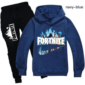 Fortnite træningsdragt Sæt Hættetrøje Jumper Top+bukser Passer til sportstøj Z navy blue 8-9 years