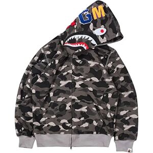 hark Mouth 3d print hættetrøje Wgm broderet cardigan camouflage hættetrøje. grey S