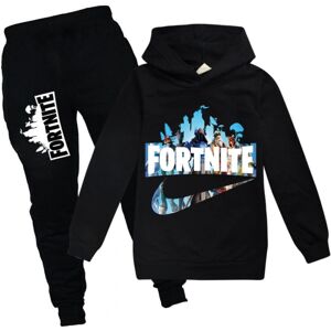 Fortnite træningsoveralls Sæt Hættetrøje Jumper Top+bukser Passer til sportstøj black 9-10 years