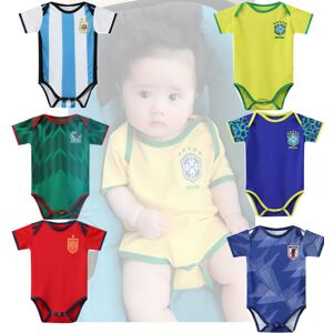 VM baby fodbold trøje Brasilien Mexico Argentina BB baby kravledragt jumpsuit Spain Size 9 (6-12 months)