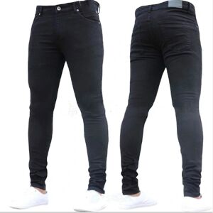 Mænds almindelige jeans med lommer Denim Skinny Bukser Black XL