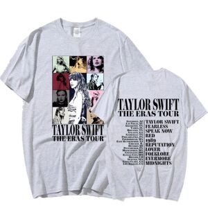 HeyMAN Taylor Swift The Eras Tour International Mænd Kvinder kort T-shirt rund krave trykt Grey M