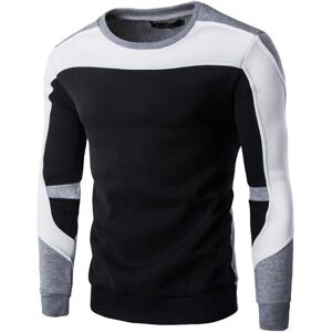 ESTONE Herre toppe rund hals langærmet trøje Top afslappet sweatshirt Grey And Black M