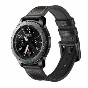 INF Armbånd Samsung Gear S3 Classic, Frontier, Galaxy Watch 22 mm Læder Sort