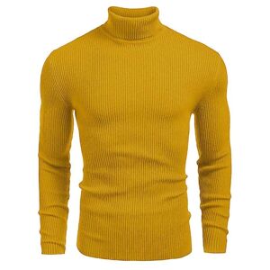 strikket rullekravetrøje til mænd gul M