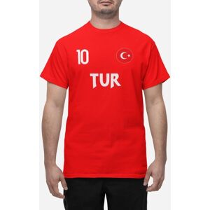 Highstreet Tyrkiets landsholds-t-shirt i rød med TUR & 10 fodbold euro24 XXL