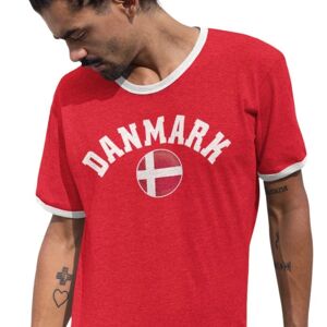 Highstreet Rød tippet T-shirt med Danmarks supporter print kaldeskjorte M