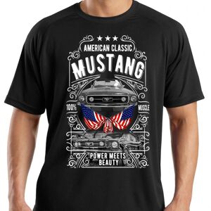 Highstreet Bil T-shirt Mustang sort vintage stil L