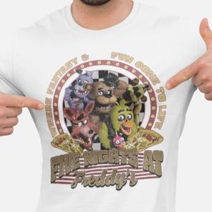 Highstreet FNAF hvid t-shirt med Freddy Fazbear UDSALG Pris 158cl 12-13 år