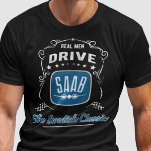 Highstreet Saab T-shirt sort vintage stil Ægte mænd kører saab t-shirt L