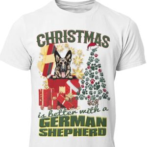 Highstreet Schæferhunde-t-shirt - Julen er bedre med en tysker White L