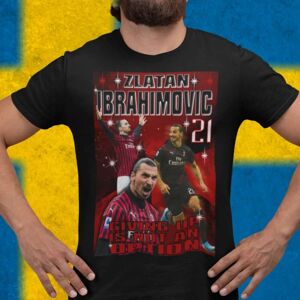 Highstreet Zlatan Ibrahimovic sort t-shirt med Ac Milan stil design 164-170cl 14-16år (xs)