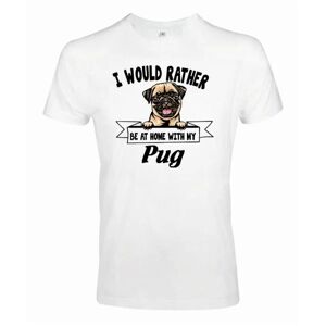 Highstreet Pug kigger hunde-t-shirt - Vær hellere hjemme med... White L