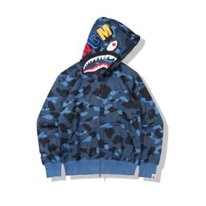 Bape Wgm sweatshirtjakke med hajhoved, 3d digital hættetrøje-3 XL