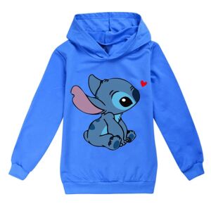 Børne Lilo Stitch Pocket Hættetrøjer Jumper Top Pullover Sweatshirt Z Dark Blue 140cm