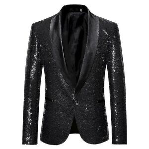 Herremode pailletter Casual Blazer Wediing Celebration jakkesæt black XXL