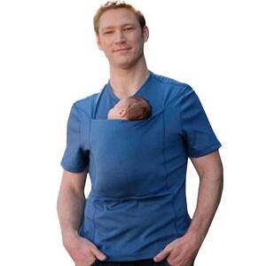 Baby linned kænguru T-shirt med stor lomme - Blue Men XL