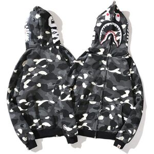 Bape hættetrøje Shark out Ape Camo Print bomuldsjakke med fuld lynlås fo Z Svartvitt M