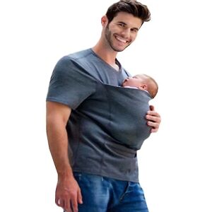 Baby linned kænguru T-shirt med stor lomme - Gray Men XL