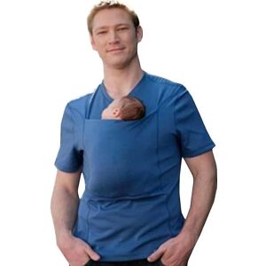 Baby linned kænguru T-shirt med stor lomme - Blue Men M