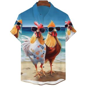 Kylling Hawaii skjorte Tropic skjorter med 3d print Herre Dame Strandbluse Herre Vocation Lapel Shirts Unisex Camisas ASF5E2311164 6XL