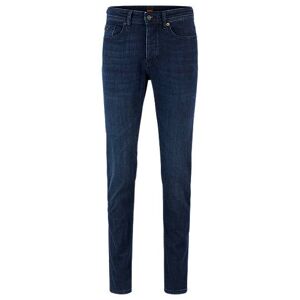 Boss Tapered-fit jeans in dark-blue super-stretch denim