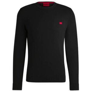 HUGO Knitted cotton sweater with red logo label