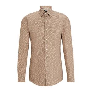 Boss Monogram-print slim-fit shirt in stretch-cotton poplin