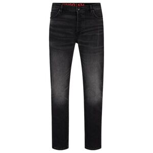 HUGO Tapered-fit jeans in black comfort-stretch denim