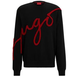 HUGO Cotton-terry sweatshirt with embroidered handwritten logo