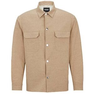 Boss Relaxed-fit overshirt in stretch fabric with press studs