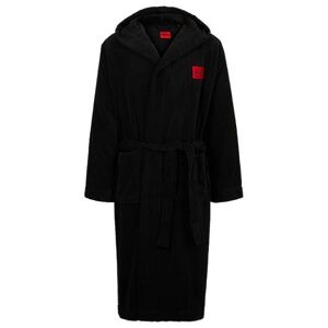 HUGO Cotton-terry dressing gown with red logo label