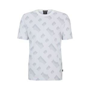 Boss Monogram-jacquard T-shirt in mercerised stretch cotton