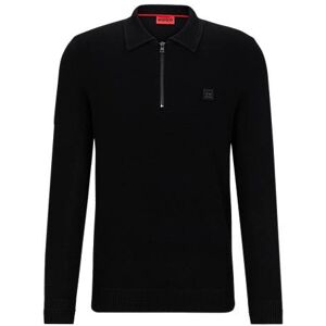 HUGO Zip-neck polo sweater with stacked-logo badge