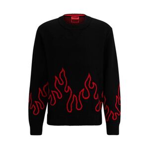 HUGO Relaxed-fit sweater with flame jacquard in wool blend