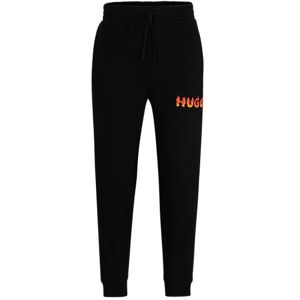 HUGO Cotton-terry tracksuit bottoms with puffed flame logo