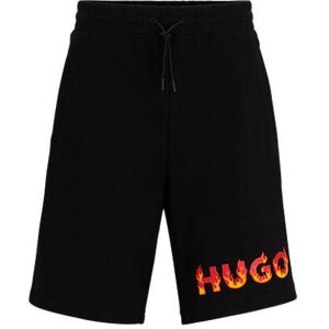 HUGO Cotton-terry shorts with puffed flame logo