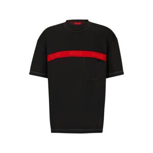 HUGO Cotton-blend T-shirt with red logo tape