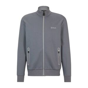 Boss Cotton-blend zip-up sweatshirt with pixelated details