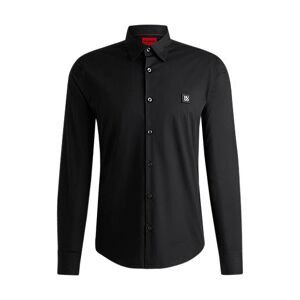 HUGO Slim-fit shirt in stretch cotton with stacked logo