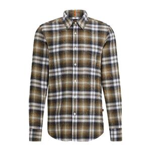 Boss Regular-fit shirt in checked cotton flannel