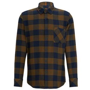 Boss Regular-fit shirt in checked cotton flannel