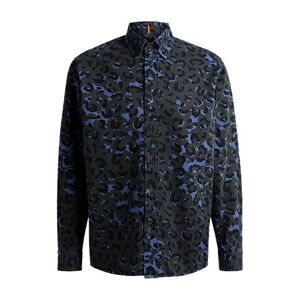 Boss Relaxed-fit shirt in leopard-print cotton twill