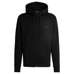 Boss Stretch-cotton zip-up hoodie with logo print