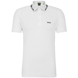 Boss Interlock-cotton slim-fit polo shirt with collar graphics